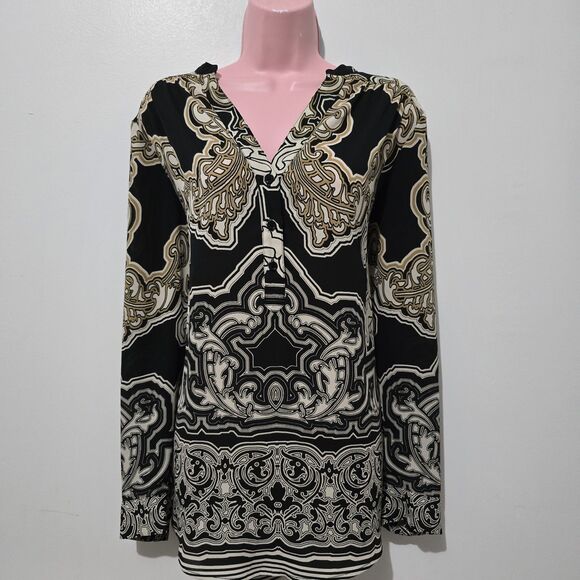 INC International Concepts - Blouse Patterned - Black White Yellow - Size 12 - Picture 1 of 6